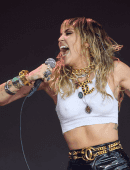 Miley Cyrus Performing on the Pyramid Stage at Glastonbury Festival in Somerset
