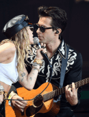 Miley Cyrus Performing on the Pyramid Stage at Glastonbury Festival in Somerset