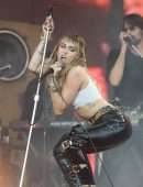 Miley Cyrus Performing on the Pyramid Stage at Glastonbury Festival in Somerset