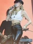 Miley Cyrus Performing on the Pyramid Stage at Glastonbury Festival in Somerset