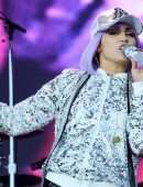 Miley Cyrus Performing on the Pyramid Stage at Glastonbury Festival in Somerset