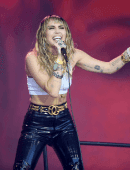 Miley Cyrus Performing on the Pyramid Stage at Glastonbury Festival in Somerset