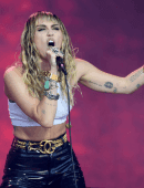 Miley Cyrus Performing on the Pyramid Stage at Glastonbury Festival in Somerset