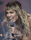 Miley Cyrus Performing on the Pyramid Stage at Glastonbury Festival in Somerset