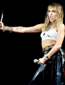 Miley Cyrus Performing on the Pyramid Stage at Glastonbury Festival in Somerset