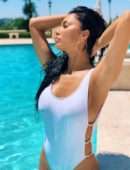 Nicole Scherzinger in White Swimsuit Photoshoot
