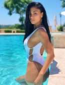 Nicole Scherzinger in White Swimsuit Photoshoot