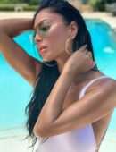Nicole Scherzinger in White Swimsuit Photoshoot