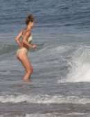 Nina Agdal Booty in Bikini at Beach in Hamptons
