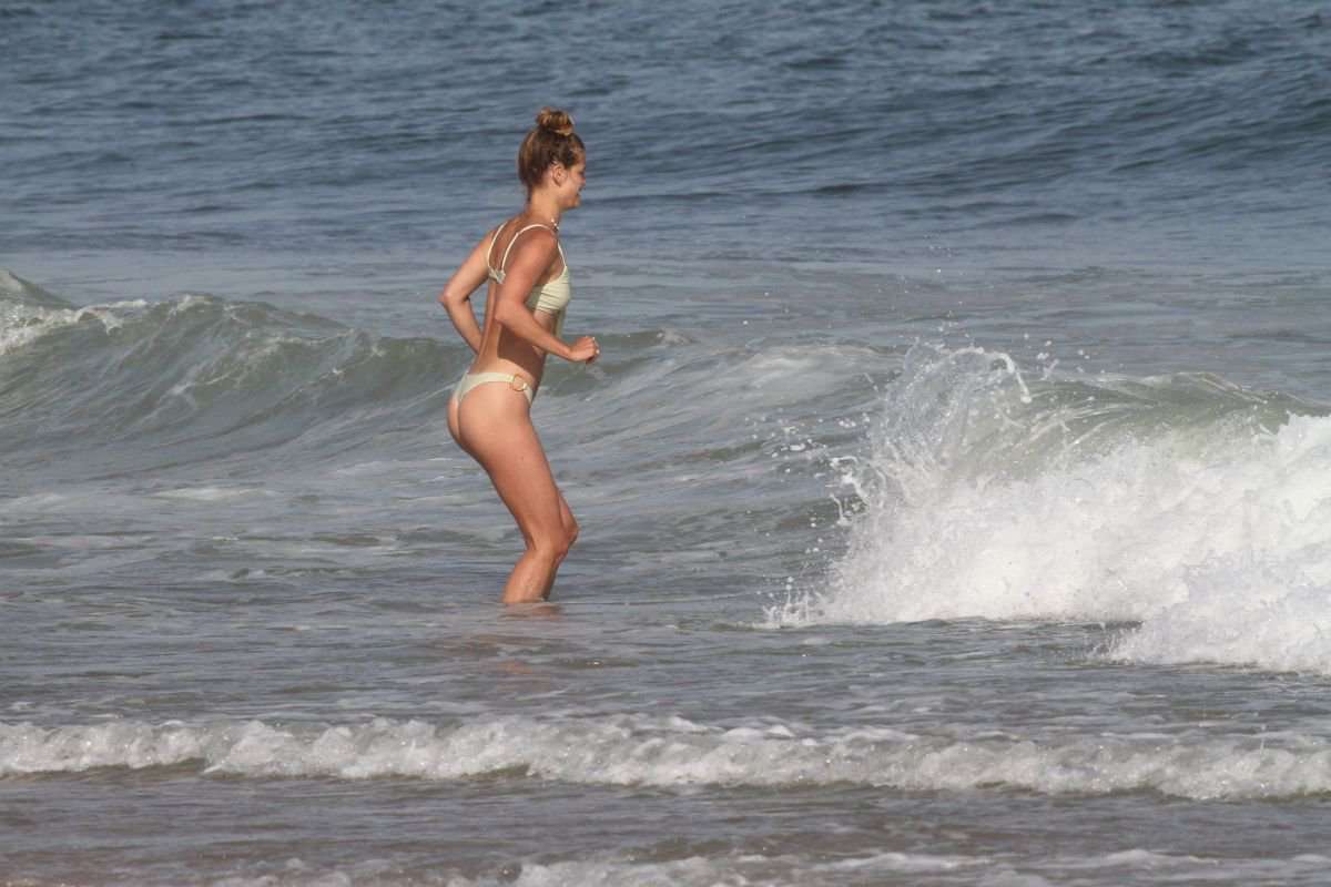 Nina Agdal Booty in Bikini at Beach in Hamptons