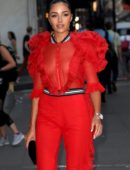 Olivia Culpo Braless See-Through at Tag Heuer Event in New York
