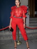 Olivia Culpo Braless See-Through at Tag Heuer Event in New York
