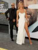 Rosie Huntington-Whiteley and Jason Statham at Premiere of Hobbs & Shaw in Hollywood