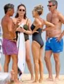 Sarah Jessica Parker in Swimsuit at the Beach in the Hamptons, New York