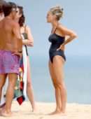 Sarah Jessica Parker in Swimsuit at the Beach in the Hamptons, New York