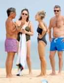 Sarah Jessica Parker in Swimsuit at the Beach in the Hamptons, New York