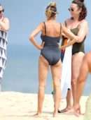 Sarah Jessica Parker in Swimsuit at the Beach in the Hamptons, New York