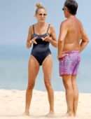 Sarah Jessica Parker in Swimsuit at the Beach in the Hamptons, New York