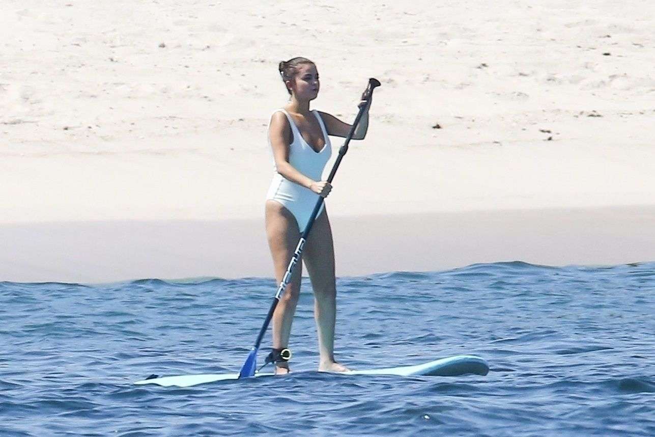 Selena Gomez Booty in a White Swimsuit at a Beach in Punta Mita, Mexico
