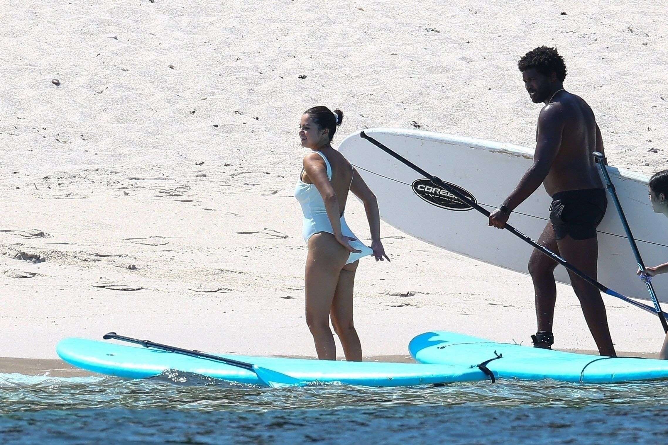 Selena Gomez Booty in a White Swimsuit at a Beach in Punta Mita, Mexico