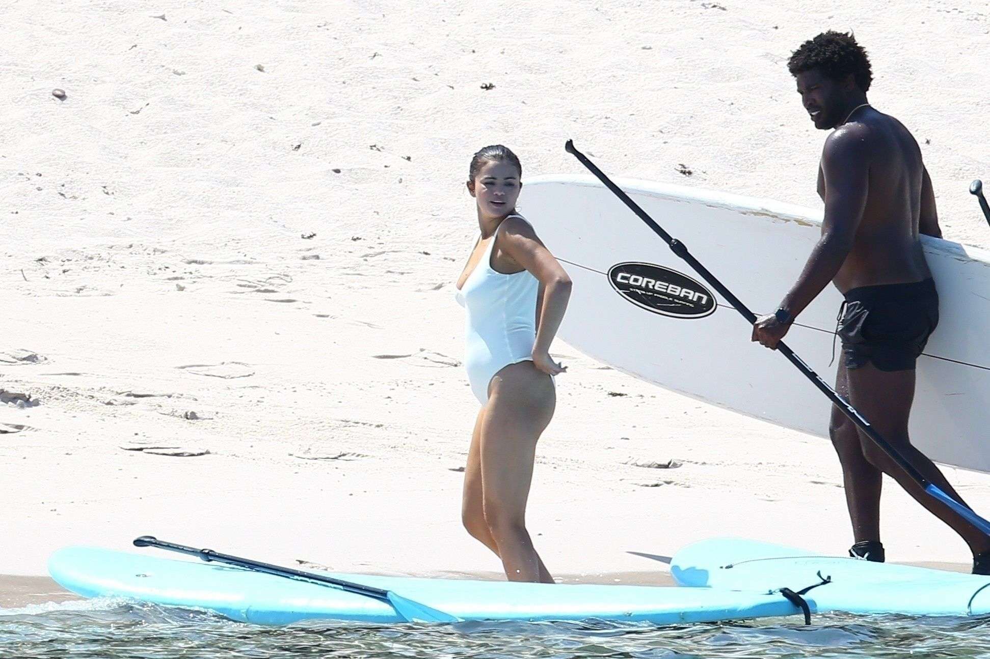 Selena Gomez Booty in a White Swimsuit at a Beach in Punta Mita, Mexico