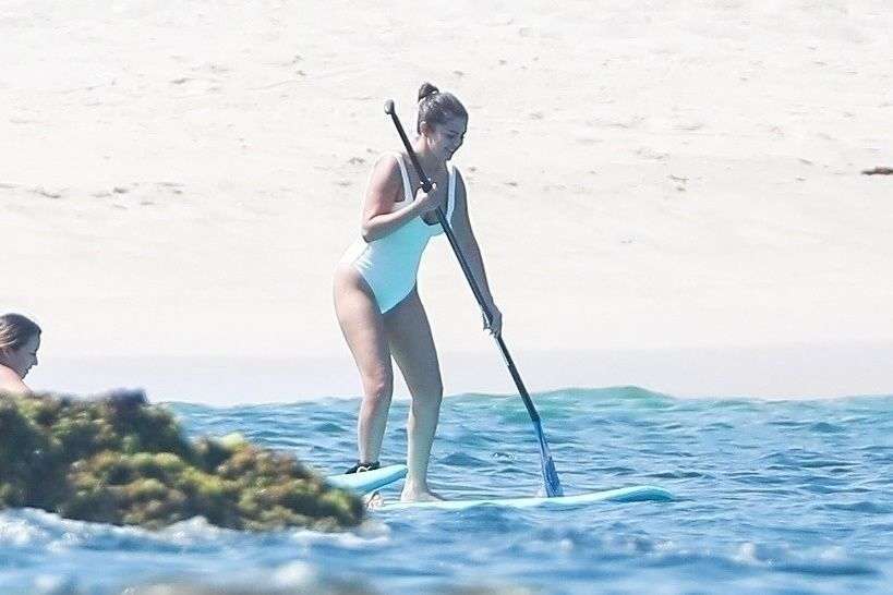 Selena Gomez Booty in a White Swimsuit at a Beach in Punta Mita, Mexico