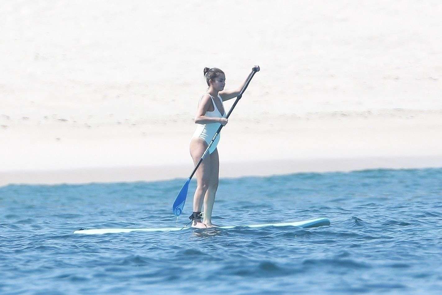 Selena Gomez Booty in a White Swimsuit at a Beach in Punta Mita, Mexico