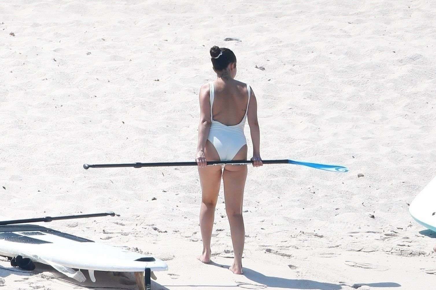 Selena Gomez Booty in a White Swimsuit at a Beach in Punta Mita, Mexico