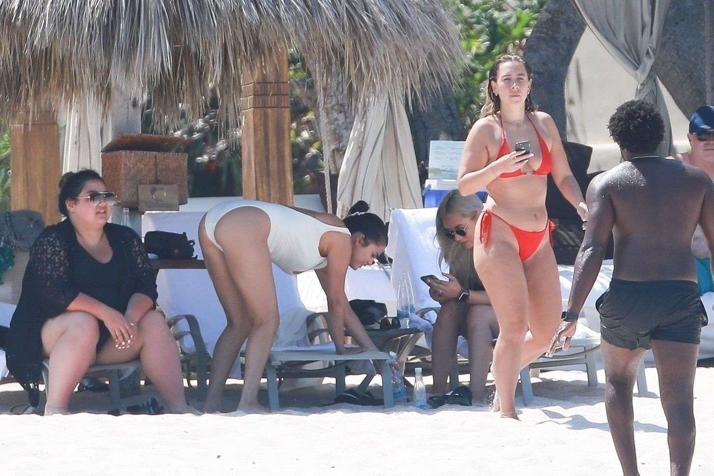 Selena Gomez Booty in a White Swimsuit at a Beach in Punta Mita, Mexico