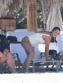 Selena Gomez Booty in a White Swimsuit at a Beach in Punta Mita, Mexico