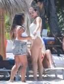 Selena Gomez Booty in a White Swimsuit at a Beach in Punta Mita, Mexico