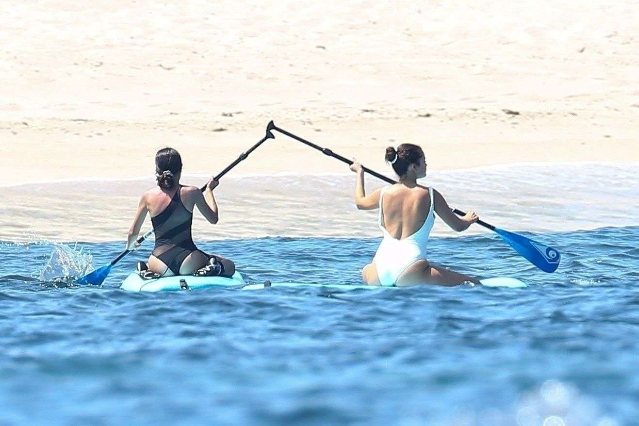 Selena Gomez Booty in a White Swimsuit at a Beach in Punta Mita, Mexico
