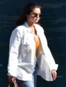 Selena Gomez Cleavage, on a Boat on the Amalfi Coast in Italy