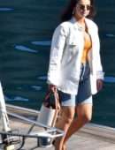 Selena Gomez Cleavage, on a Boat on the Amalfi Coast in Italy
