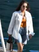 Selena Gomez Cleavage, on a Boat on the Amalfi Coast in Italy