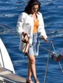 Selena Gomez Cleavage, on a Boat on the Amalfi Coast in Italy