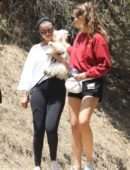 Selena Gomez Carrying a New Puppy Out for a Hike with Friends in Los Angeles