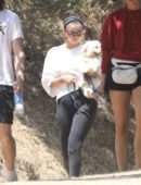Selena Gomez Carrying a New Puppy Out for a Hike with Friends in Los Angeles