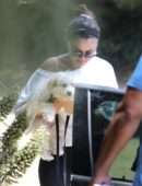Selena Gomez Carrying a New Puppy Out for a Hike with Friends in Los Angeles