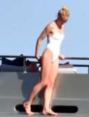 Sophie Turner in Swimsuit on a Yacht in Italy