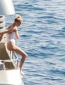 Sophie Turner in Swimsuit on a Yacht in Italy