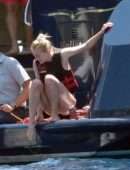 Sophie Turner in Swimsuit on a Yacht in Italy