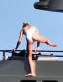 Sophie Turner in Swimsuit on a Yacht in Italy