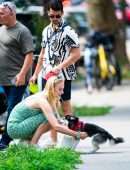 Sophie Turner taking Porky to McCarren Park in Brooklyn