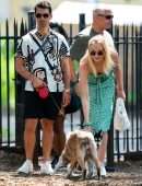 Sophie Turner taking Porky to McCarren Park in Brooklyn