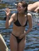Zoey Deutch in Black Bikini in Ischia, Italy