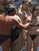 Zoey Deutch in Black Bikini in Ischia, Italy