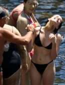Zoey Deutch in Black Bikini in Ischia, Italy