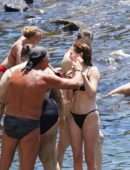 Zoey Deutch in Black Bikini in Ischia, Italy