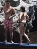 Zoey Deutch in Black Bikini in Ischia, Italy